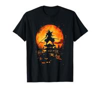 Samurai Japanese Art Vintage Warrior Shadow Sun Retro T-Shirt