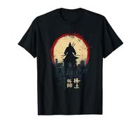 Samurai Japanese Art Vintage Warrior Shadow Sun Retro T-Shirt