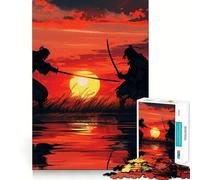 Samurai Japanese Sunset 1000 Pieces Jigsaw Puzzles for Teenagers Logic Train Toy Quiet Fun Smooth Cut Lovely Gift (38x26cm)