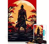 Samurai Japanese Sunset Hard Jigsaw Puzzle for Adults 1000 Pieces Fine Logic Toy Calm Fun Neat Edge Thoughtful Gift (50x75cm)