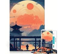 Samurai Japanese Sunset Hard Jigsaw Puzzle for Adults 1000 Pieces Fine Logic Toy Calm Fun Neat Edge Thoughtful Gift (38x52cm)