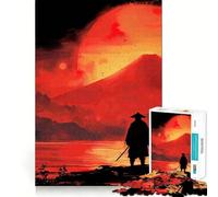 Samurai Japanese Sunset Jigsaw Puzzles 1000 Pieces for Adults Strengthen Recall Calm Mind Quality Edge Warm Surprise (38x52cm)