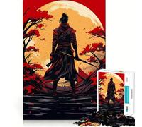 Samurai Japanese Sunset Jigsaw Puzzles for Teenagers 1000 Piece Mind Challenge Toy Relaxing Fun Precise Cut Festive Gift (38x52cm)