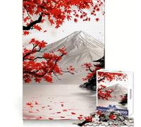 Samurai Kanji Red Black Japanese Ink Wash Hard Jigsaw Puzzle for Adults 1000 Pieces Reason Skill Toy Family Time Tight Cut Art Collectible (38x26cm)