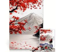 Samurai Kanji Red Black Japanese Ink Wash Jigsaw Puzzles for Adults1000 Pieces Improve Memory Relax Mind Sharp Edge Art Collection Piece (38x52cm)