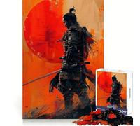 Samurai Katana Orange Dawn Hard Jigsaw Puzzle for Adults 1000 Pieces Fine Logic Toy Calm Fun Neat Edge Thoughtful Gift (50x75cm)