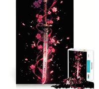 Samurai Katana Sword 1000 Pieces Jigsaw Puzzles for Adults Memory Gain Calm Mind Design Assembly Creative Gift (38x52cm)