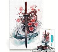 Samurai Katana Sword 1000 Pieces Jigsaw Puzzles for Teenagers Logic Train Toy Quiet Fun Smooth Cut Lovely Gift (38x26cm)