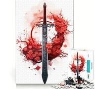 Samurai Katana Sword Jigsaw Puzzles for Adults1000 Piece Mind Game Toy Anxiety Relief Neat Cut Art Collectible (38x52cm)