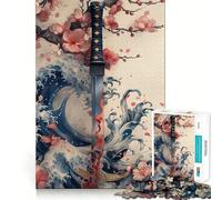 Samurai Katana Sword Jigsaw Puzzles for Teenagers 1000 Piece Boost Memory Serene Time Premium Cut Birthday Gift (50x75cm)