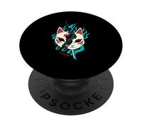 Samurai Kitsune Fox Mask Anime Oni Monster Vaporwave PopSockets Adhesive PopGrip