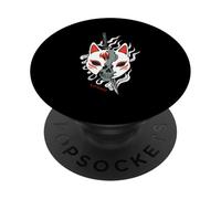 Samurai Kitsune Fox Mask Anime Oni Monster Vaporwave PopSockets Adhesive PopGrip