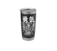 Samurai Kittens Cat Lover Kitten Courage Yarn Kanji Stainless Steel Insulated Tumbler