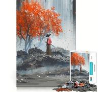 Samurai Landscape Painting Jigsaw Puzzle for Teenagers 1000 Pieces Recall Upgrade Soothing Fun Clear Cut Wall Art Decor (38x26cm)