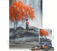 Samurai Landscape Painting Jigsaw Puzzles 1000 Pieces for Adults Strengthen Recall Calm Mind Quality Edge Warm Surprise (38x52cm)