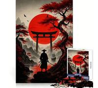 Samurai Landscape with Torii Gate And Sun Jigsaw Puzzle for Teenagers 1000 Pieces Boost Memory Relaxing Fun Premium Cut Stylish Gift (38x52cm)