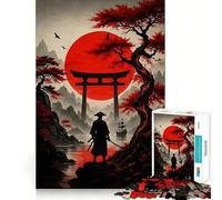 Samurai Landscape with Torii Gate And Sun Jigsaw Puzzles for Adults1000 Piece Mind Game Toy Anxiety Relief Neat Cut Art Collectible (50x75cm)