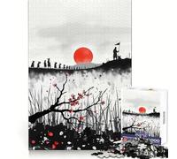 Samurai March Ink Painting Jigsaw Puzzles for Teenagers 1000 Piece Brain Workout Toy Mental Relax Art Assembly Unique Gift (38x52cm)