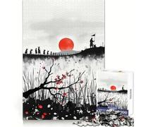Samurai March Ink Painting Jigsaw Puzzles for Teenagers 1000 Piece Mind Challenge Toy Relaxing Fun Precise Cut Festive Gift (50x75cm)