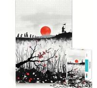 Samurai March Ink Painting Jigsaw Puzzles for Teenagers 1000 Piece Mind Challenge Toy Relaxing Fun Precise Cut Festive Gift (50x75cm)