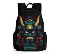 Samurai Mask Oni Devil Japanese Casual Travel Backpack for Men Women 16 Inch Lightweight Basic Daypack with Pocket