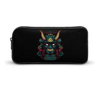 Samurai Mask Oni Devil Japanese Cute Pencil Case Large Capacity Portable Zippered Pen Pouch Bag for Office Unisex