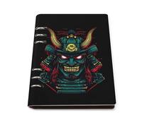 Samurai Mask Oni Devil Japanese Printed A5 Notebook Binder Refillable Notebook 6 Metal PU Leather Ring Planner Daily Work