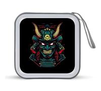 Samurai Mask Oni Devil Japanese Trendy CD Case Hard Plastic Portable DVD Storage Binder Wallet for Car Home Office