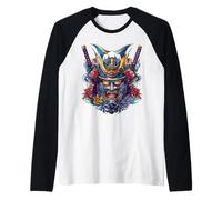 Samurai Masks Vibrant Warriors Art Raglan Baseball Tee