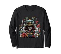 Samurai Masks Warrior Blossoms Sunset Long Sleeve T-Shirt