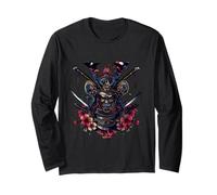 Samurai Masks Warrior Spirit Blossoms Long Sleeve T-Shirt