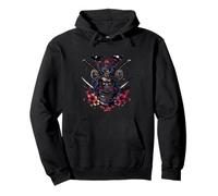 Samurai Masks Warrior Spirit Blossoms Pullover Hoodie