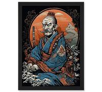 Samurai Master Old School USA Tattoo Ink Body Art Rockabilly Americana 50s Artwork Framed A3 Wall Art Print