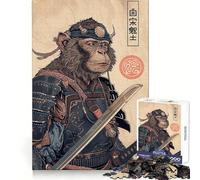 Samurai Monkey 1000 Piece Jigsaw Puzzles for Adults Jigsaw Recall Boost Mental Relax Smooth Cut Birthday Gift (38x26cm)