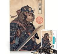 Samurai Monkey 1000 Piece Jigsaw Puzzles for Adults Jigsaw Recall Boost Mental Relax Smooth Cut Birthday Gift (38x26cm)