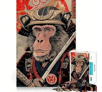Samurai Monkey 1000 Piece Jigsaws for Teenagers Puzzle Smart Game Group Play Image Assembly Wall Art Decor (38x52cm)