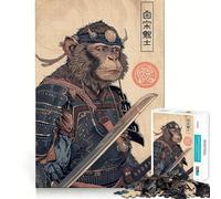 Samurai Monkey 1000 Pieces Jigsaw Puzzles for Adults Memory Gain Calm Mind Design Assembly Creative Gift (38x52cm)