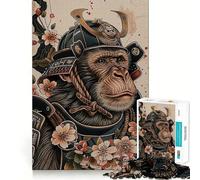 Samurai Monkey Jigsaw Puzzle for Teenagers 1000 Pieces Recall Upgrade Soothing Fun Clear Cut Wall Art Decor (50x75cm)