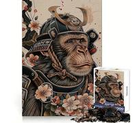 Samurai Monkey Jigsaw Puzzle for Teenagers 1000 Pieces Recall Upgrade Soothing Fun Clear Cut Wall Art Decor (50x75cm)