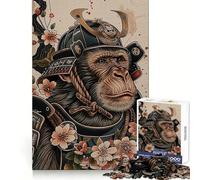 Samurai Monkey Jigsaw Puzzles 1000 Pieces for Adults Strengthen Memory Group Joy Clean Edge Stylish Gift (38x52cm)