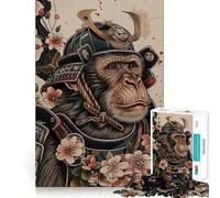 Samurai Monkey Jigsaw Puzzles 1000 Pieces for Adults Strengthen Memory Group Joy Clean Edge Stylish Gift (38x52cm)