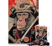Samurai Monkey Jigsaw Puzzles for Teenagers 1000 Piece Mind Challenge Toy Relaxing Fun Precise Cut Festive Gift (50x75cm)