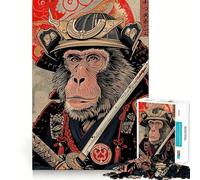 Samurai Monkey Jigsaw Puzzles for Teenagers 1000 Piece Mind Challenge Toy Relaxing Fun Precise Cut Festive Gift (50x75cm)