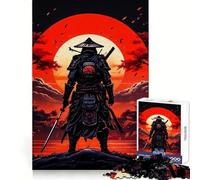 Samurai Moon Red Japan Jigsaw Puzzles for Teenagers 1000 Piece Boost Memory Serene Time Premium Cut Birthday Gift (50x75cm)
