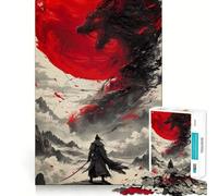 Samurai Moon Red Japanese 1000 Piece Jigsaw Puzzle for Teenagers Strengthen Recall Peaceful Fun Quality Edge (50x75cm)