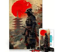 Samurai Moon Red Japanese 1000 Pieces Jigsaw Puzzles for Teenagers Logic Train Toy Quiet Fun Smooth Cut Lovely Gift (50x75cm)
