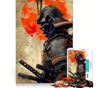 Samurai Moon Red Japanese Jigsaw Puzzles 1000 Pieces for Adults Strengthen Memory Group Joy Clean Edge Stylish Gift (50x75cm)