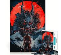 Samurai Moon Red Japanese Jigsaw Puzzles for Adults 1000 Piece Strengthen Recall Casual Fun Quality Edge Stylish Gift (50x75cm)