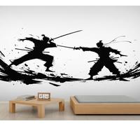 Samurai Mural Japanese Culture Mural Warrior Murals Game Room Wall Sticker Cartoon Children's Bedroom Wallpaper Large Wall Decals Not Peel and Stick 250 x 175 cm