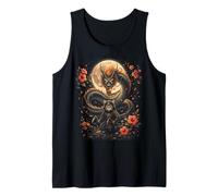Samurai Ninja Cat Dragon Moon Japanese Aesthetic Art Tank Top